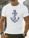 Men's T-Shirt Vintage Rope And Anchor Surrounded By Nautical Motif Anchor