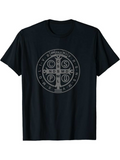Men's T-Shirt Latin Inscription Mystical Symbols Within Ancient Sacred Circle Emblem