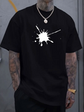 Men's T-Shirt Abstract White Paint Splash On Minimalist Black Shirt