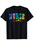 Men's T-Shirt Colorful Letters With Stethoscope Heart And Lifeline Nurse