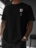 Men's T-Shirt Urban Minimalist Style With Contrasting Text Labels T Shirt