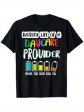 Men's T-Shirt Battery Life Of A Daycare Provider Colorful Weekdays And Battery Icons Shirt