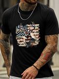 Men's T-Shirt Majestic Buck With Splattered American Flag Fusion Background