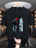 Men's T-Shirt Dramatic Contrast With Roses And Mysterious Masked Woman Portrait