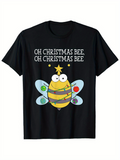 Men's T-Shirt Oh Christmas Bee Decorated Ornament Wings And Smiling Cartoon Bee