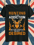 Men's T-Shirt Hunting Is An Addiction With Rifles And Majestic Deer Head