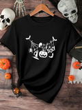 Men's T-Shirt Boo Haunted Pumpkins And Hanging Spider With Halloween Garland