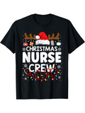 Men's T-Shirt Christmas Lights And Santa Hat With Nurse Crew