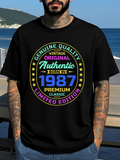 Men's T-Shirt Genuine Quality Vintage Classic Letters And Neon Numbers Authentic T Shirt