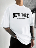 Men's T-Shirt New York Bold Letter Statement With Inspirational Minimalist White T Shirt