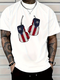 Men's T-Shirt Patriotic Stripes With Stars Over Hanging Boxing Gloves