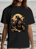 Men's T-Shirt Golden Sunset With Floral Kimono Cat Warrior