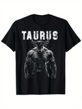 Men's T-Shirt Taurus Bold Text Over Muscular Mythical Minotaur With Shadow Effects
