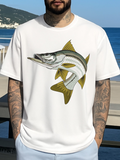 Men's T-Shirt Sunlit Ocean Breeze With Realistic Fish Design Swimming Barracuda