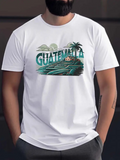 Men's T-Shirt Guatemala Sunrise Over Palm Trees Mountain Lake Scenic Print