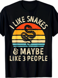 Men's T-Shirt I Like Snakes With Retro Sunset Gradient Behind Coiled Snake Design