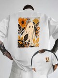 Men's T-Shirt Autumn Blooms With Orange Petals Surrounding A Whimsical Ghost
