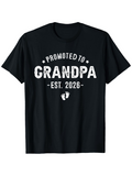 Men's T-Shirt Promoted To Grandpa Est 2026 Bold Lettering With Baby Footprints Grandpa