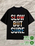 Men's T-Shirt Slow But Sure Geometric Block Colorful Bold Letters T Shirt