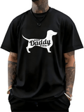 Men's T-Shirt Best Daddy Ever Bold Letters With Playful Dachshund Silhouette Dog