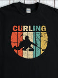 Men's T-Shirt Curling Vintage Color Block With Athlete In Action Curling