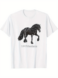 Men's T-Shirt I Love Friesians Elegant Horse Artwork With Flowing Mane Gentle Shadows