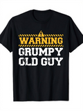 Men's T-Shirt Warning Sign With Bold Letters On Black Grungy Casual T Shirt