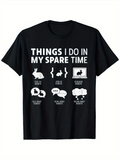 Men's T-Shirt Things I Do In My Spare Time With Cute Rabbits And Speech Bubbles Design