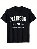 Men's T-Shirt Madison Vintage Style Lettering And State Outline North Carolina T Shirt