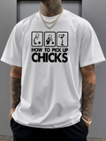 Men's T-Shirt How To Pick Up Chicks Fun Cartoon Diagrams With Playful Symbols T Shirt