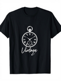 Men's T-Shirt Vintage Classic Pocket Watch Art With Elegant Script Typography