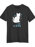 Men's T-Shirt Cats Playful Ink Splatter With White Silhouette Sitting Cat