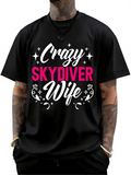 Men's T-Shirt Crazy Skydiver Wife Bold Text With Twinkling Stars Graphic