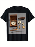 Men's T-Shirt Vintage Nautical Exploration With Compasses Wooden Box And Old Tools