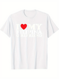 Men's T-Shirt I Love My Bold Red Heart Printed White T Shirt