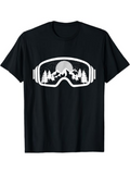 Men's T-Shirt Mountain Landscape Reflected In Large Ski Goggles Silhouette