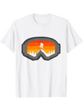Men's T-Shirt Sunset Mountain Silhouettes Reflected In Ski Goggle With Snowboarder
