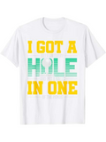 Men's T-Shirt I Got A Hole In One With Striped Green Pattern And Golf Ball Graphic