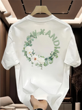 Men's T-Shirt Fresh Green Botanical Wreath Surrounding Soft White Blossoms