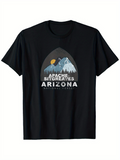 Men's T-Shirt Apache Sitgreaves National Forest Snow Peaks Under Sunlit Night Sky Mountain