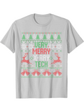 Men's T-Shirt Very Merry X Ray Tech With Reindeer And Snowflakes Holiday T Shirt