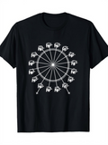 Men's T-Shirt Mathematical Symbols Forming A Circular Ferris Wheel On Black Shirt
