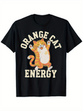 Men's T-Shirt Orange Cat Energy With Cheerful Cartoon Style Smiling Happy Cat