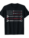 Men's T-Shirt Metallic Spanners Arranged Like Stripes With Circular Nuts Flag