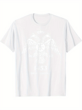 Men's T-Shirt Vintage Distressed Watchful Eagle Emblem Surrounded By Regal Shield Wings