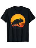 Men's T-Shirt Golden Sunset Silhouette With Warm Light And Prehistoric Landscape Dinosaur