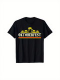 Men's T-Shirt Oktoberfest Beer Mug Pretzels Under Yellow Banner Oktoberfest