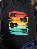 Men's T-Shirt Colorful Vintage Paint Strokes With Three Classic Rock Guitars