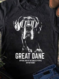 Men's T-Shirt Great Dane Wearing Striped Sunglasses Under Cool Retro Vibe Dog
