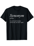 Men's T-Shirt Synonym Definition With Funny Text On Minimalist Classic Black Shirt